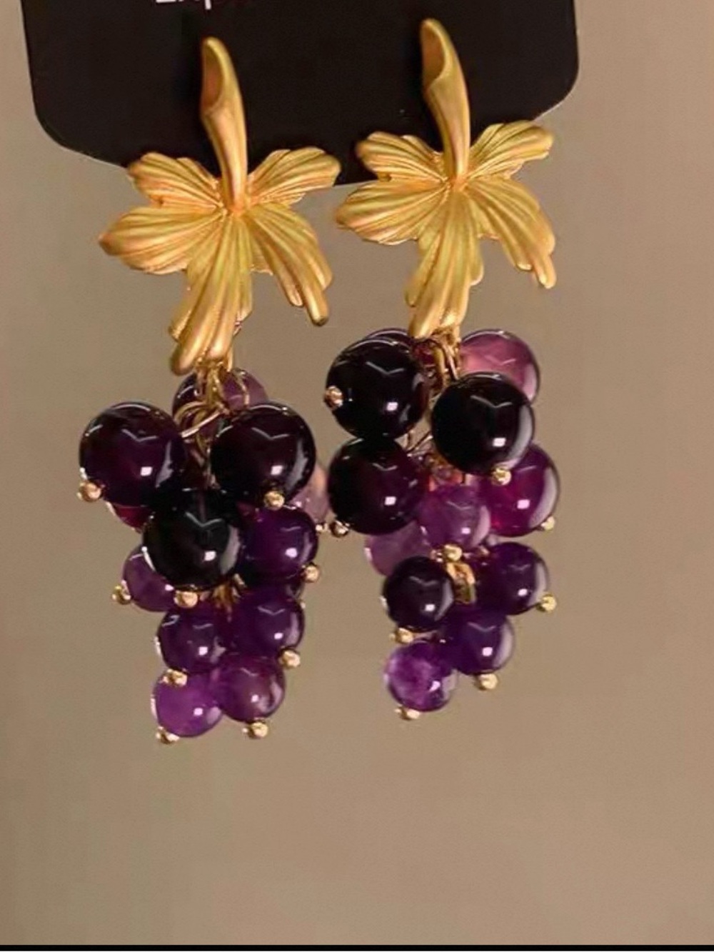 Purple Grape Drop Earrings